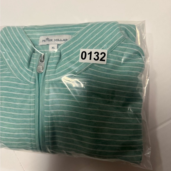 Men’s Peter Millar Striped Long Sleeve 1/4 Zip  Green Sz XL Broadmoor Golf Club - Picture 7 of 7